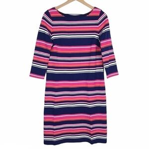 TALBOTS Dress 3/4 Sleeves Stripe Preppy Shift Classic Fit Wedding Guest Attire 4